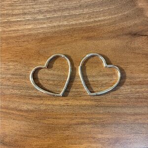 Pandora Heart-Shaped Silver Hoop Earrings